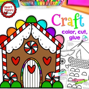 Gingerbread House Craft, Kids Printable Craft Template, Winter Craft, Christmas, Homeschool, Teachers Resources, Instant PDF Download