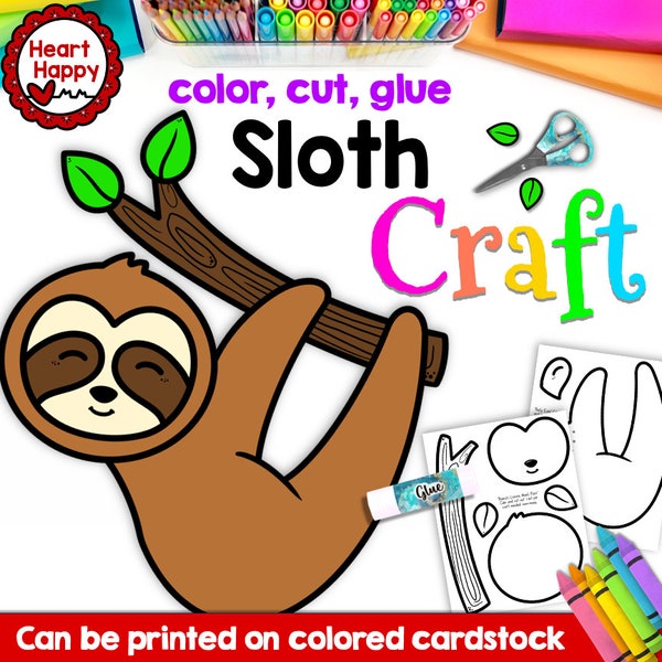 Sloth Craft, Kids Printable Craft Template, Zoo Animal Craft, Letter S, Rainforest Craft, Homeschool, Teachers Resources,Instant PDFDownload