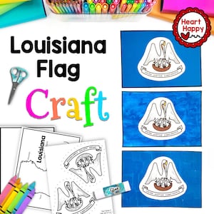 Louisiana Flag Craft, Kids Printable Craft Template, Louisiana State Symbols, 50 States, Homeschool, Teachers Resources, Instant PDFDownload