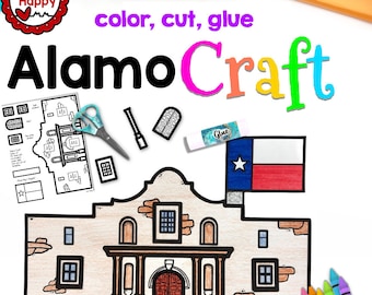 Alamo Craft, modello di lavoretto stampabile per bambini, storia del Texas, 50 stati, geografia degli Stati Uniti, istruzione parentale, risorse per insegnanti, download immediato, download PDF
