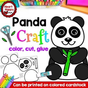 Panda Bear Craft, Modelo de artesanato para impressão para crianças, Artesanato de animais de zoológico, Letra P, Educação domiciliar, Recursos para professores, Download instantâneo de PDF
