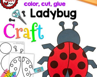 Printable Kids Ladybug Craft Template, Bug Craft, Insect Craft, Spring Craft, Homeschool, Teachers Resources, Instant Download, PDF Download