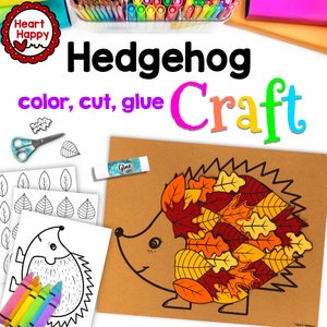 Igel Kinder Druckbare Bastelvorlage, Kinder Herbst/Herbst Basteln, Thanksgiving Basteln, Homeschool, Lehrer Ressourcen, Sofort PDF-Download