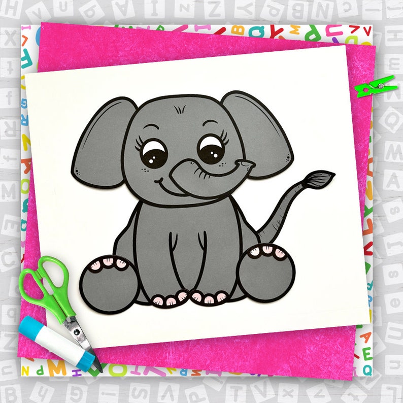 Elephant Kids Printable Craft Template Zoo Animals Craft - Etsy