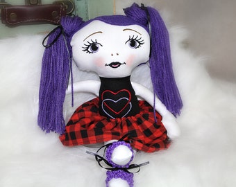Gothic Rag Doll, Rag Doll Handmade, Personalized Gift for Kids, Custom Rag Doll, Rag Cute Doll, Fabric Doll Handmade, Custom Gift