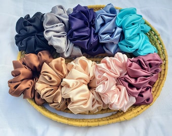 Handmade Satin Scrunchie: Large Silk Hair Accessory