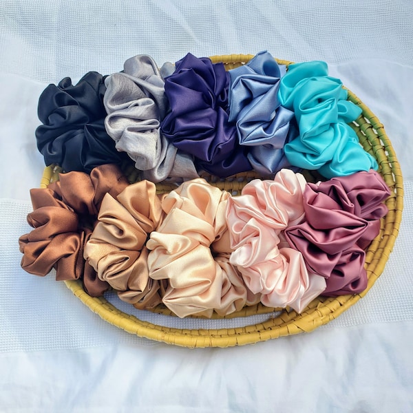 Large Satin Scrunchie Handmade Scrunchy Hair Accessories Bridesmaid Gift For Her Wedding Favors Bridal Shower Gifts