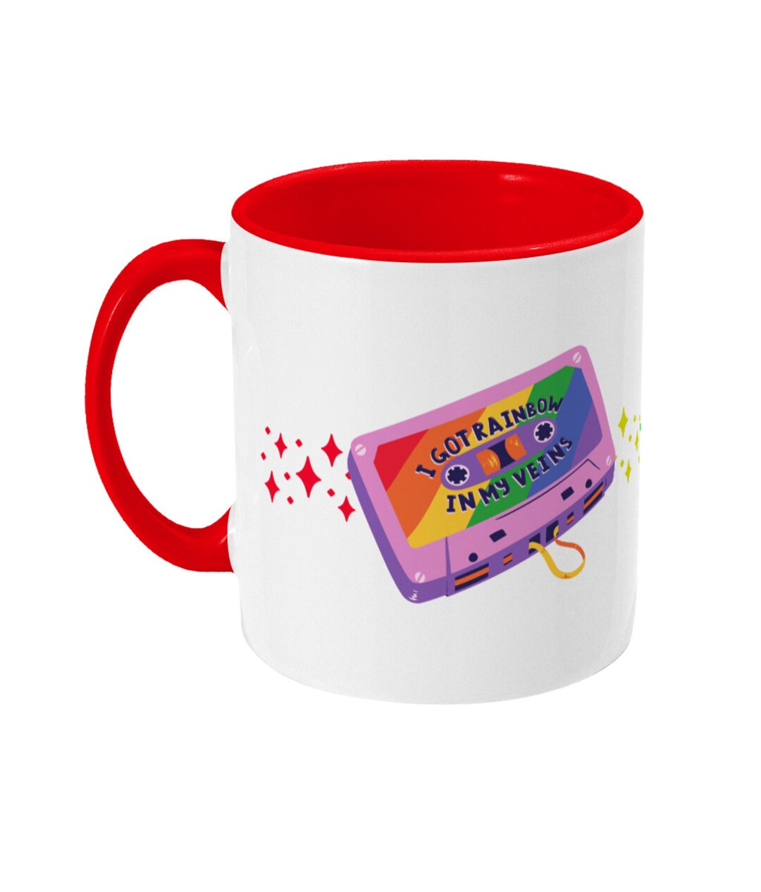 Retro Cassette Mug With Pride Flag Stars LGBTQ Queer Gay Etsy