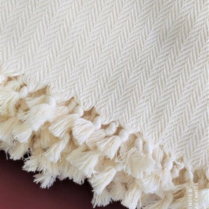 CREAM Handwoven Natural Cotton Turkish Soft Throw Blanket -Coverlet-NATURA-Unbleached Sofa Cover-Tv Blanket -Modern Boho Minimalist  Gift