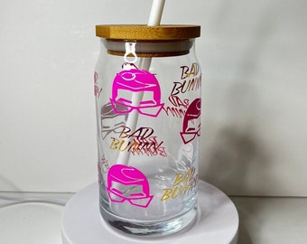 Bad Bunny Beer Glass Can, Bad Bunny Cups, Beer Glass Can, Iced Coffee Cup, Bad Bunny Logo