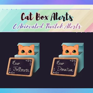 Animated Twitch Alerts x6 - Cat Box Chalkboard