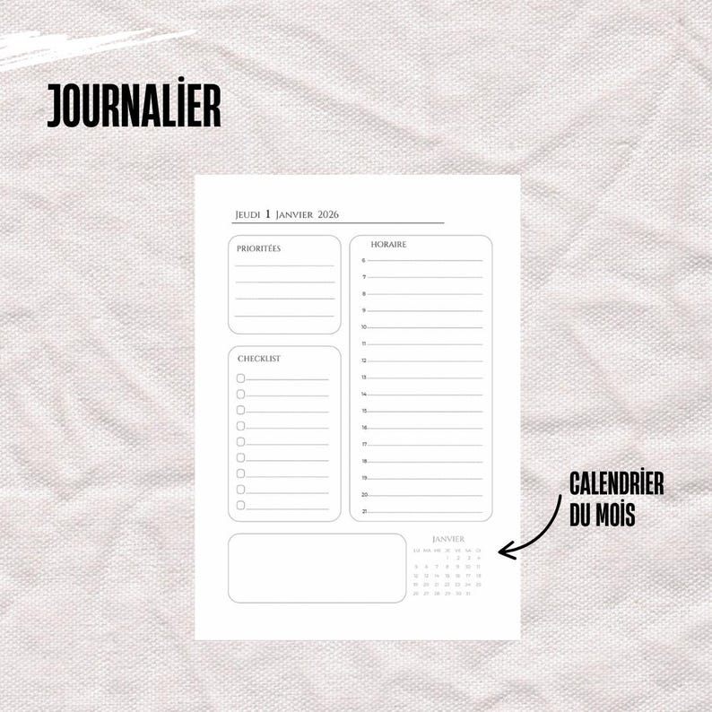 Checklist Journalier Printable A5 Planner Inserts 2026-2027 – Minimalist – Daily, Weekly and ...