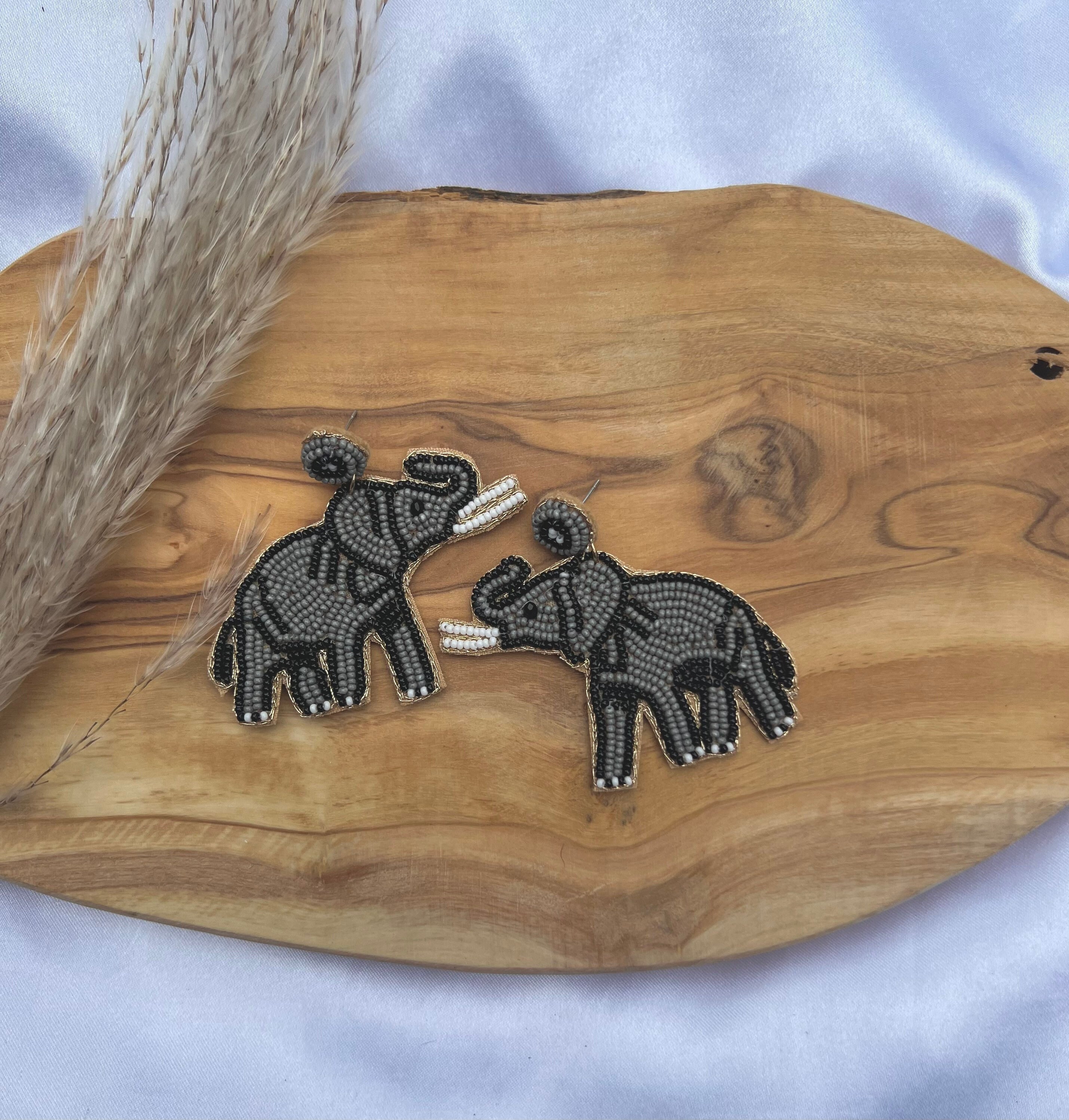 Elephant 2 Earrings | Beaded Earrings | Statement Earrings | Football Earrings