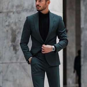 Emerald Green Suits for Men Slim Fit 2 Piece Suit Formal Fashion ...
