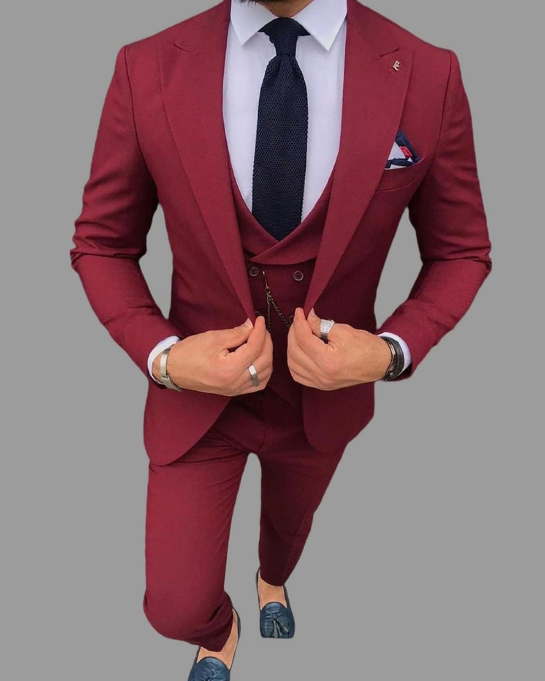 Men Suits Maroon 3 Piece Beach Wedding Suit Groomsmen Suit - Etsy