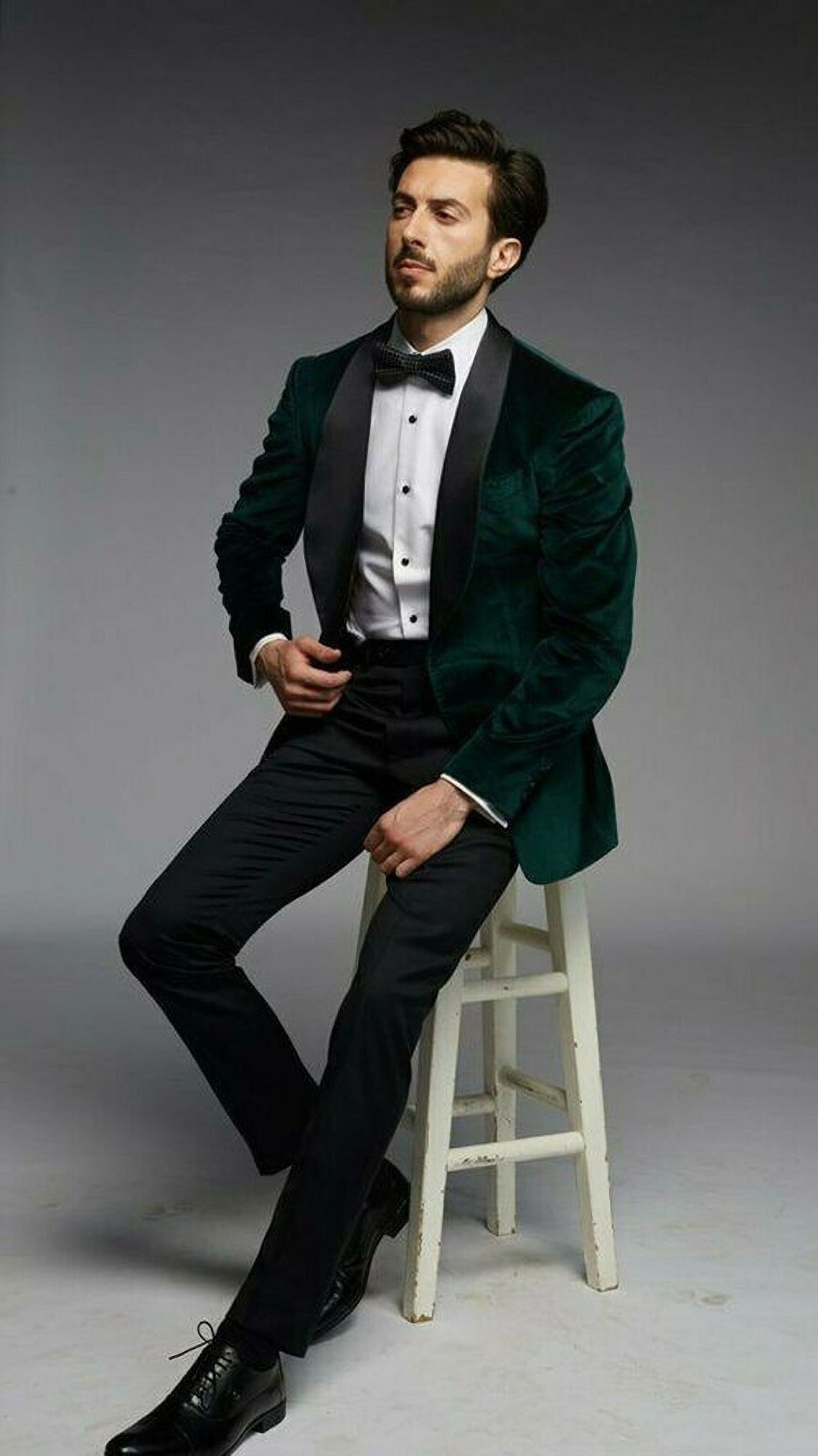 Mens Suit Green Velvet Wedding Suit Party Wear Dinner Jacket image 1