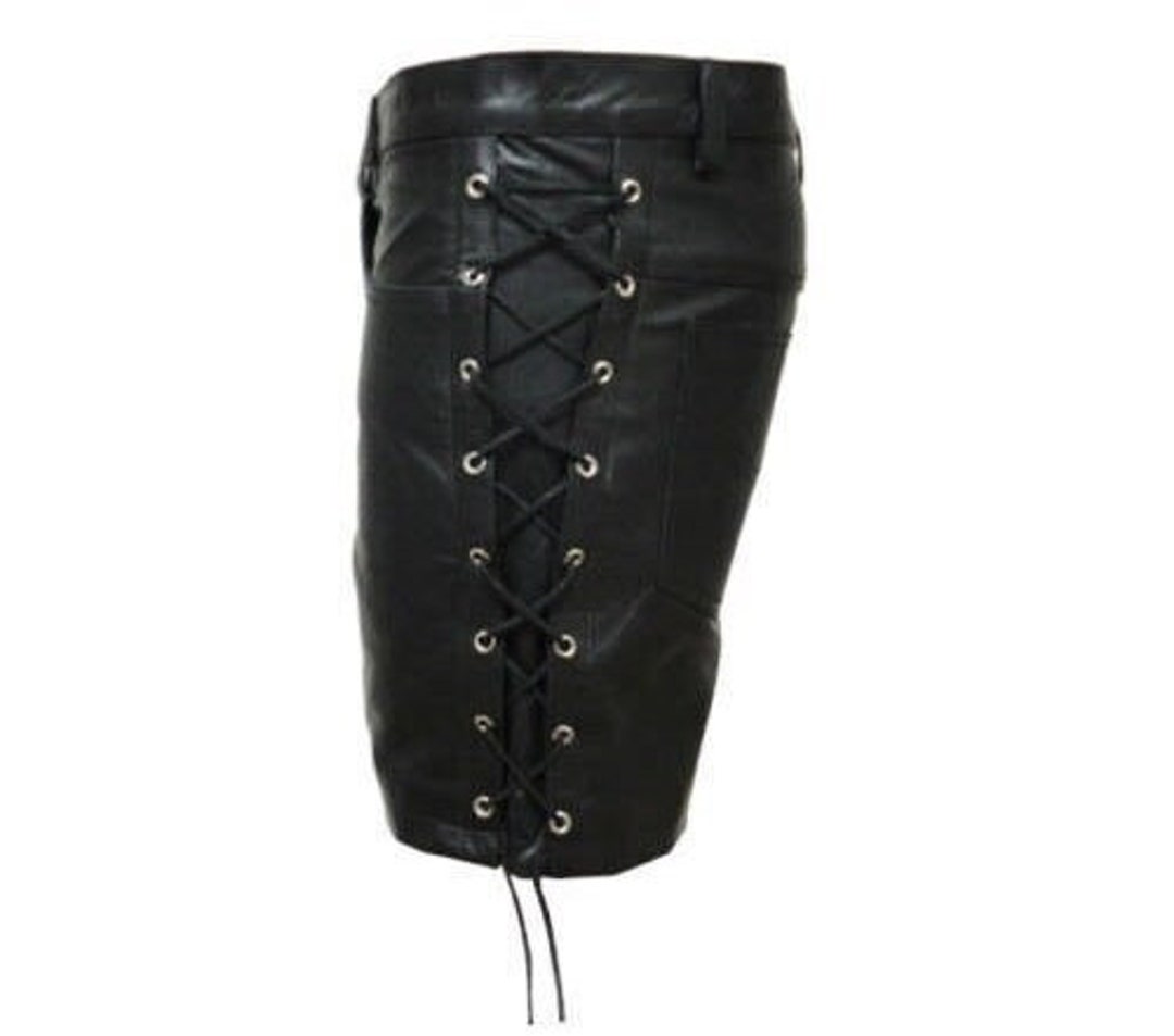 Mens Genuine Black Leather Bermuda Shorts Lambskin Gift for - Etsy