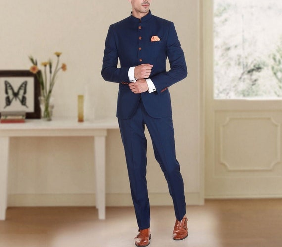 Jodhpuri Suit for Men Blue Party Wear 