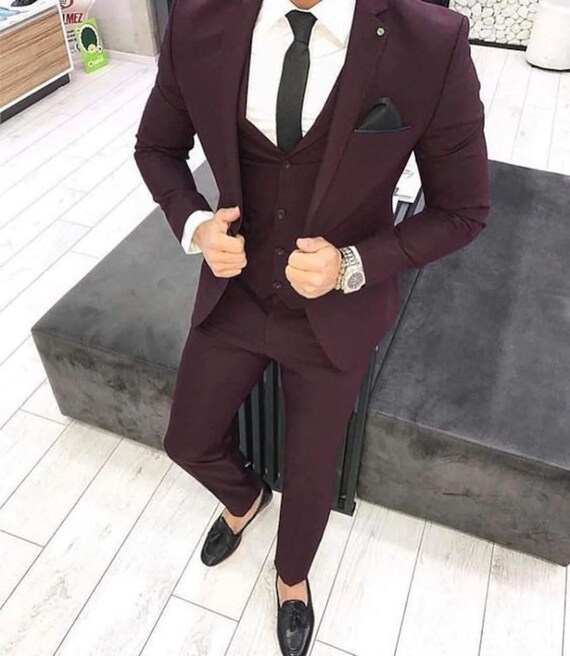 Men Suit Purple 3 Piece Suit Groom Wedding Dinner Jacket Gift - Etsy