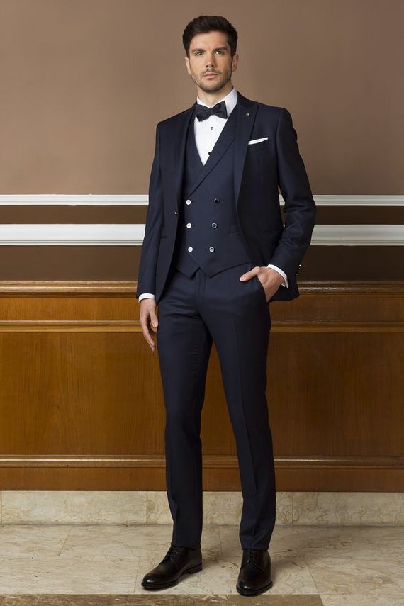 Men Suits Black Tuxedo Suit 3 Piece Grooms Wedding Dinner - Etsy