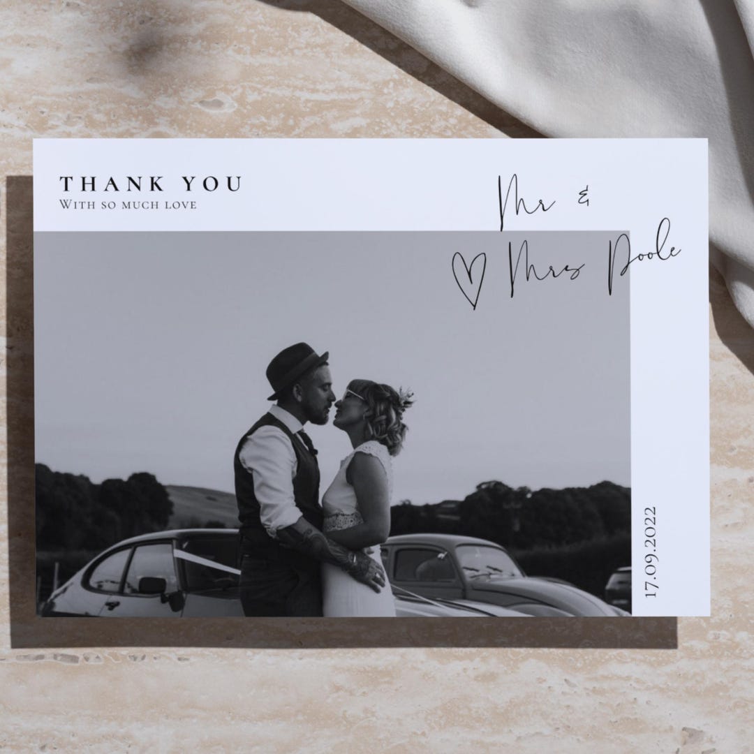Postcard Note Card Thank You Postcard/notecard | Photo Upload | Wedding | Canva Digital ...