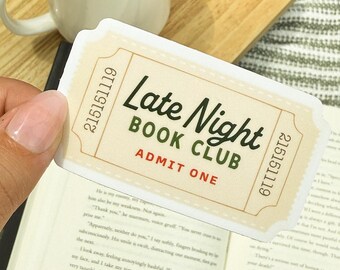 Late Night Book Club Sticker: Gift for Readers, Bookish Vintage Aesthetic Sticker for Kindle