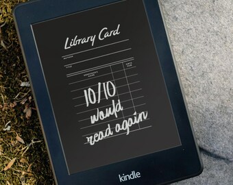 Ekran blokady Kindle'a z kartą biblioteczną Vintage (pobranie cyfrowe)