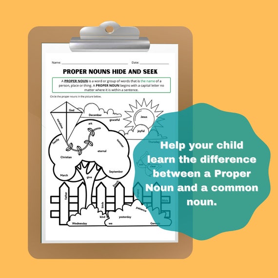 Proper Noun Hide and Seek Worksheet Etsy