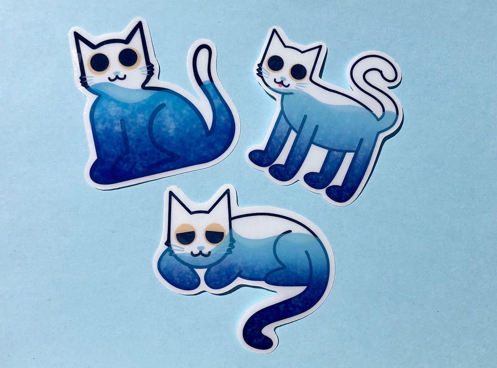 Clear Water Cat Water Proof Sticker Pack // Available in Etsy