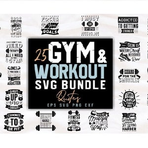 Siłownia SVG, Zestaw ćwiczeń, Fitness SVG, Motywacja do siłowni SVG, Cytaty o sprawności fizycznej SVG Motywacja do ćwiczeń SVG, Clipart do ćwiczeń, Zestaw siłowni i fitnessu