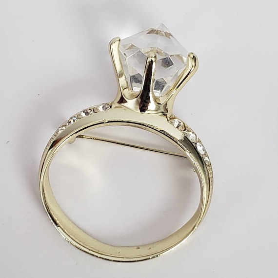 Vintage Brooch Engagement Ring Rhinestones Retro … - image 1