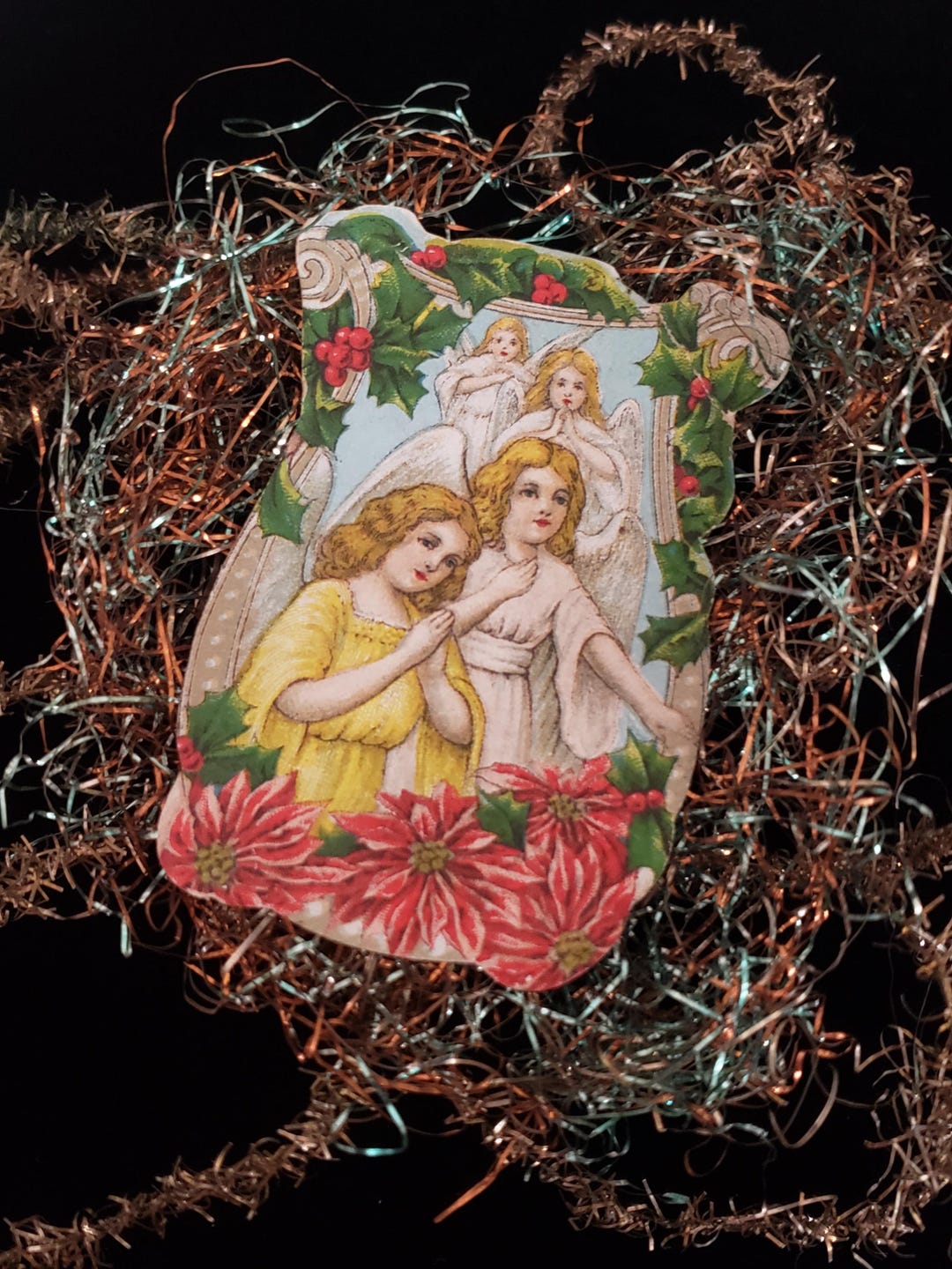 Angel Tinsel Ornament Handmade Antique Christmas Ornament Collectible ...