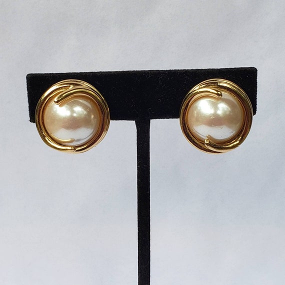 Vintage Earrings Designer Richelieu Clip On Gold … - image 4