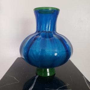 Chatham Vase Signed Dated Rare Collectible Studio Art Glass Blue Green