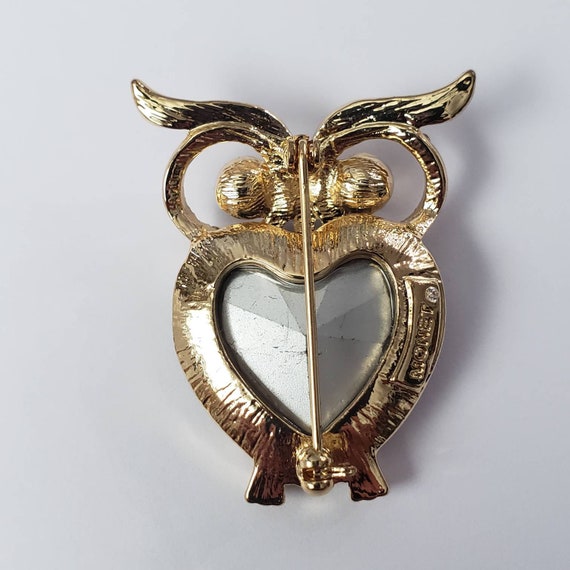 Vintage Brooch Owl Rhinestone Designer Monet Retr… - image 3