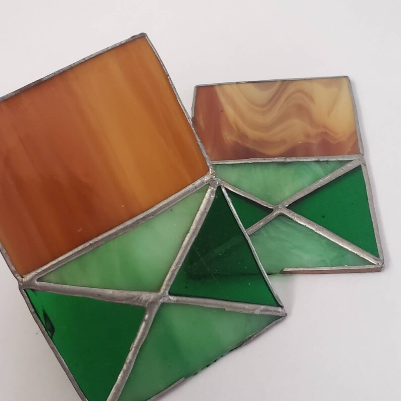 Vintage Stained Glass Panels Rare Retro Collectible Matching Etsy
