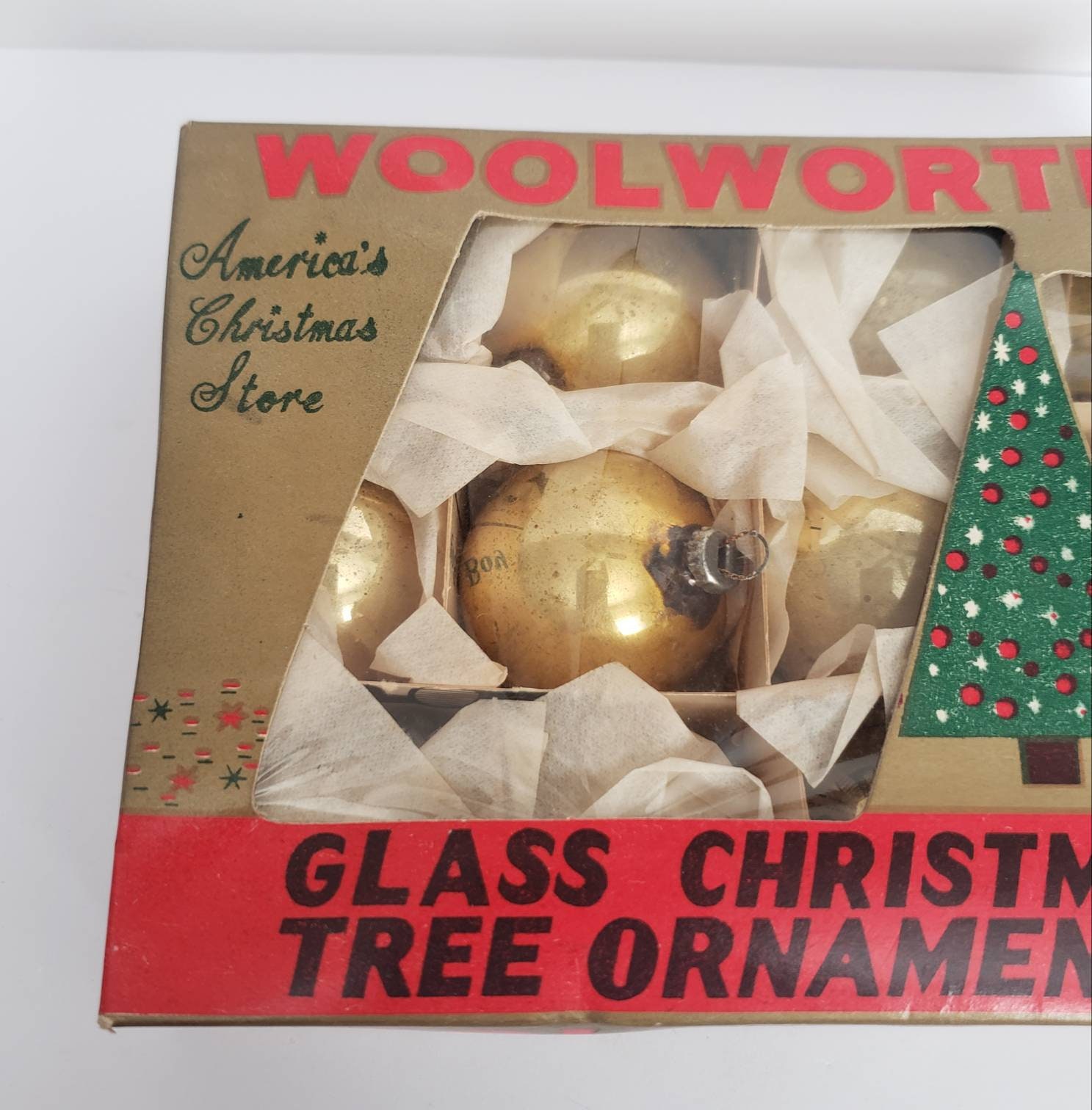 original packages vintage Woolworths tiny Christmas ornaments
