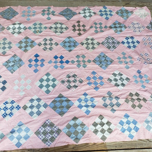 Antique Quilt Top Rare Retro Collectible Primitive