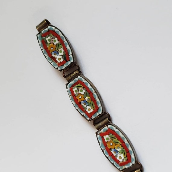 Vintage Bracelet Micro Mosaic Flower Pattern Retr… - image 4