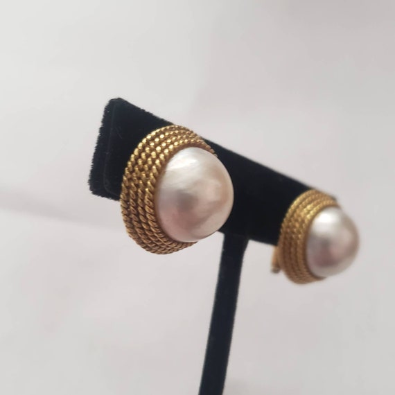 Vintage Earrings Pearl 14k Yellow Gold Estate Jew… - image 7