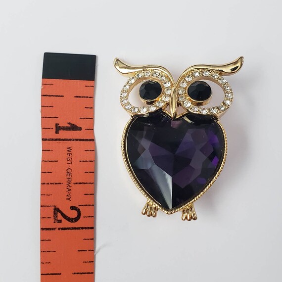 Vintage Brooch Owl Rhinestone Designer Monet Retr… - image 4