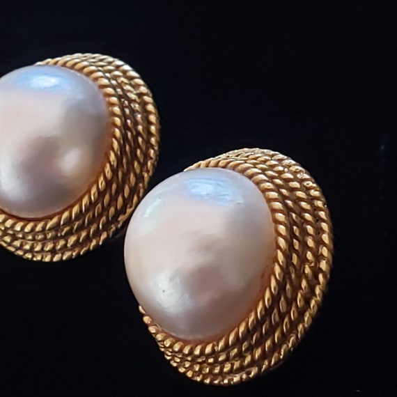 Vintage Earrings Pearl 14k Yellow Gold Estate Jew… - image 2
