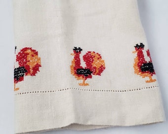 Chicken Hand Towel Hand Stitched Retro Collectible Chicken Towel