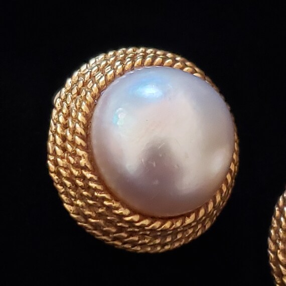 Vintage Earrings Pearl 14k Yellow Gold Estate Jew… - image 4