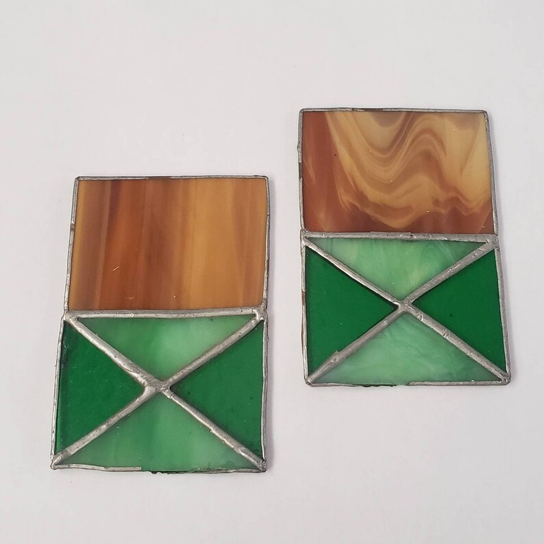 Vintage Stained Glass Panels Rare Retro Collectible Matching Etsy