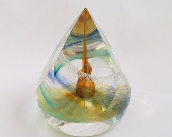 Rare Paperweight Art Glass Signed Unique Shape Studio Art Glass Designer Caithness