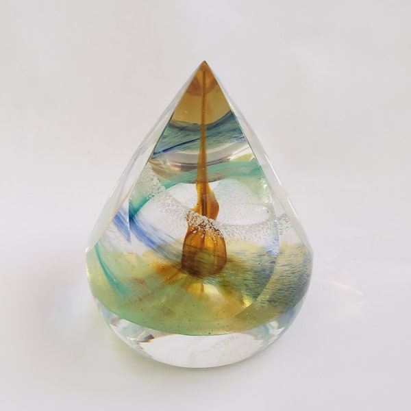 Rare Paperweight Art Glass Signed Unique Shape Studio Art Glass Designer Caithness