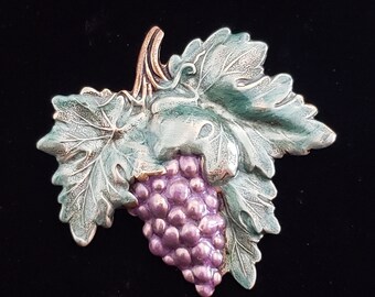 Grape Brooch Grape Cluster Enamel Retro Collectible Pin Costume Jewelry