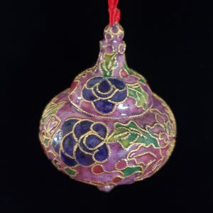 Cloisonne Christmas Ornament Collectible Colorful Fruit Theme