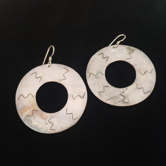 Earrings Large Circle Drop Dangle Collectible Ste… - image 2